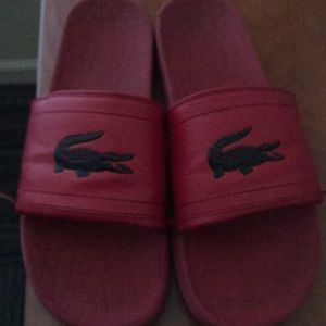 Red Lacoste Slides